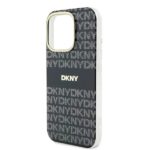 DKNY DKHMP16LHRHSEK iPhone 16 Pro 6.3" black hardcase Repeat Texture Pattern With Stripe - imagine 6