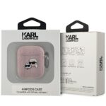 Karl Lagerfeld KLA2PGKCPP AirPods 1/2 cover pink Monogram Karl & Choupette Head - imagine 3