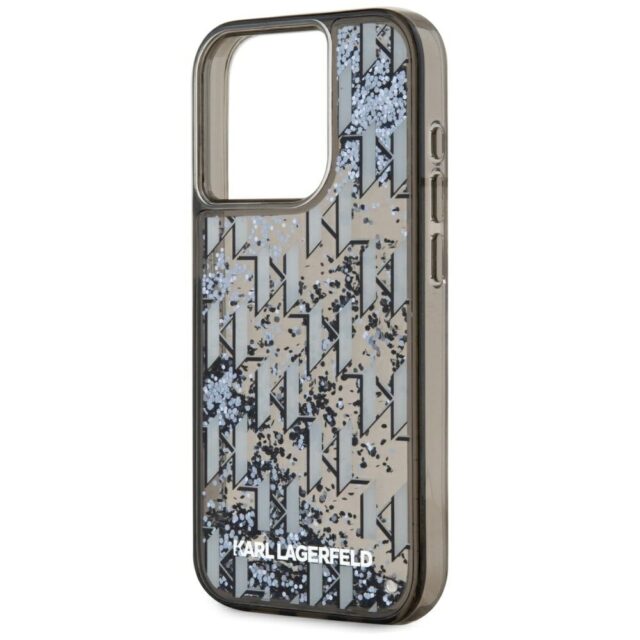 Case Karl Lagerfeld Liquide Glitter Monogram Gradient for iPhone 15 Pro Max black - imagine 6
