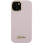 Guess GUHCP15SSMBSLP iPhone 15 / 14 / 13 6.1" pink hardcase Silicone Script Metal Logo & Frame - imagine 3