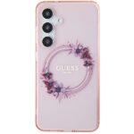 Guess GUHMS24SHFWFCP S24 S921 pink hardcase IML Flowers Wreath MagSafe - imagine 3