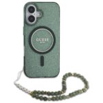 Guess GUHMP16SHGCRELSA iPhone 16 6.1" green hardcase IML Glitter With Pearl Strap MagSafe - imagine 2