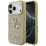 Guess Fixed Glitter Big 4G Metal Frame case for iPhone 17 Pro gold