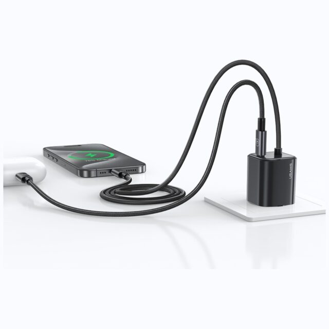 USAMS JC Series CC261 20W GaN Mini Fast Charger 2xUSB-C Black - imagine 8