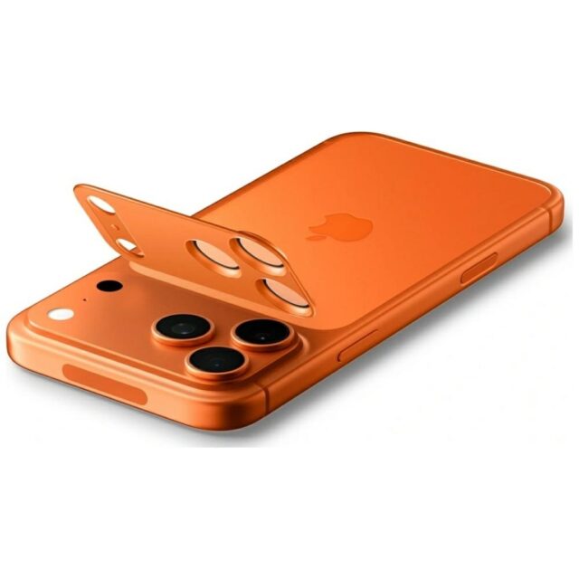 Ochrona na obiektyw aparatu Spigen        Glas.Tr Camera EZ FIT Optik Pro XL do Apple iPhone 17 Pro pomarańczowy - imagine 4