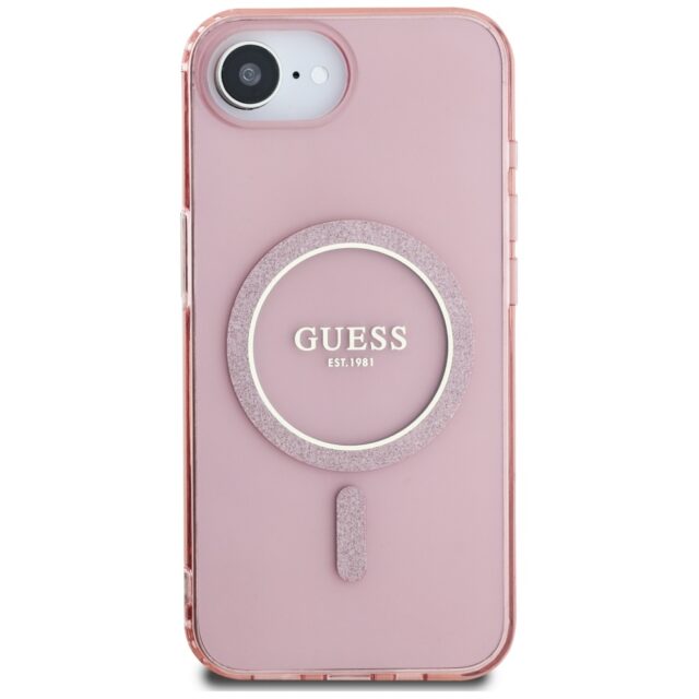 Case Guess IML Glitter Circle MagSafe for iPhone 16e pink - imagine 3
