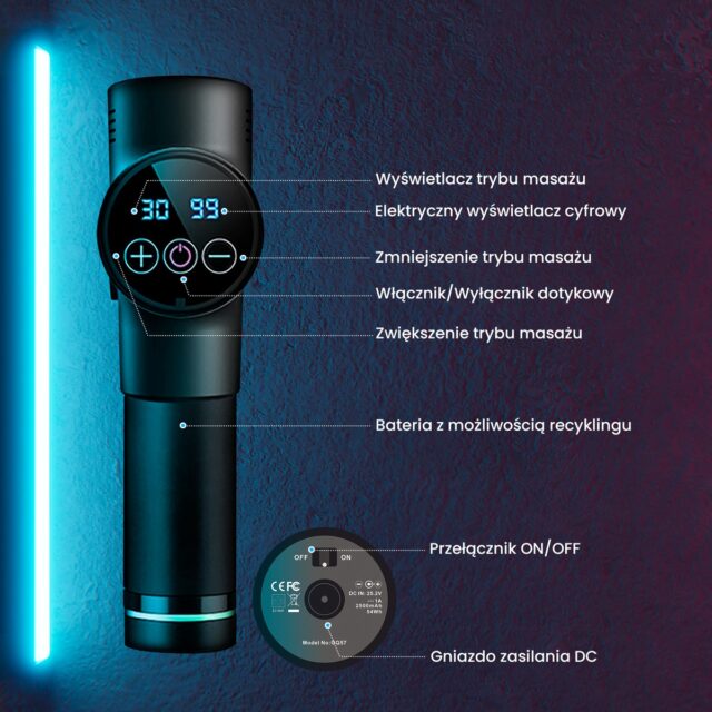 Extralink Massage Gun Pro | Massage Gun | 3800 RPM, 6 interchangeable tips - imagine 6