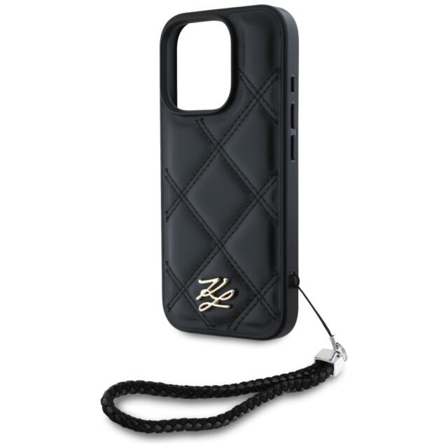 Case Karl Lagerfeld Quilted Initial Logo & Chain Strap for iPhone 16 Pro black - imagine 5