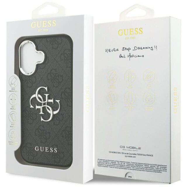Case Guess 4G Big 4G Classic Logo for iPhone 17 black silver - imagine 8