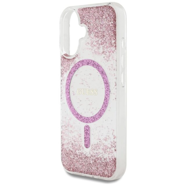 Guess HC Resin Bottom Glitter iPhone 16 MagSafe Case Pink - imagine 6