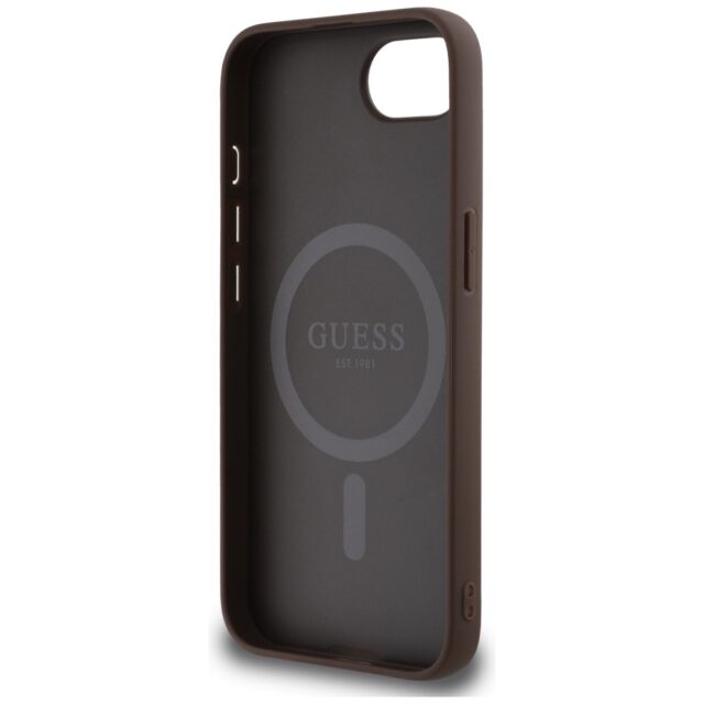 Case Guess 4G Ring Triangle Logo MagSafe for iPhone 16e brown - imagine 7
