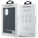 Case Karl Lagerfeld Saffiano Full Wrapped Elongated Metal Logo MagSafe for iPhone 16 black - imagine 8