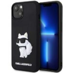 Karl Lagerfeld KLHCP14S3DRKHNK iPhone 14/ 15 / 13 6.1" black hardcase Rubber Choupette 3D