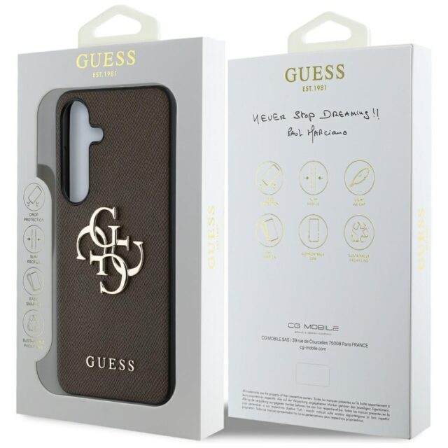 Case Guess Grained Big 4G Logo Small Classic Logo to Samsung Galaxy S25 brown - imagine 8