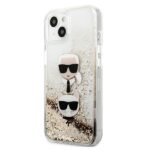 Karl Lagerfeld KLHCP13MKICGLD iPhone 13 /14/15 6,1" gold hardcase Liquid Glitter Karl&Choupette Head - imagine 2