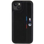 Case BMW BMHCP15S23PUPVK iPhone 15 / 14 / 13 6.1" black hardcase Perforated Tricolor Line - imagine 3