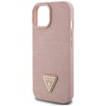 Guess GUHCP15SPCRTHCP iPhone 15 / 14 / 13 6.1" pink hardcase Croco Triangle Metal Logo - imagine 6