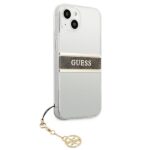 Guess GUHCP13MKB4GBR iPhone 13 / 14 / 15 6,1" Transparent hardcase 4G Brown Strap Charm - imagine 4