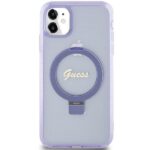 Guess GUHMN61HRSGSU iPhone 11 / Xr 6.1" purple hardcase Ring Stand Script Glitter MagSafe - imagine 3