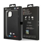 BMW BMHCP14S22PTDK iPhone 14 / 15 / 13 6.1" black Leather Stamp Tricolor - imagine 8