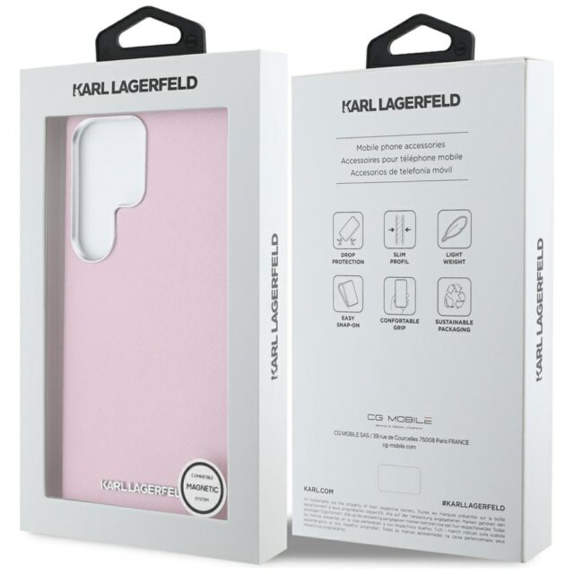 Case Karl Lagerfeld Saffiano Full Wrapped Elongated Metal Logo MagSafe for Samsung Galaxy S25 - imagine 8