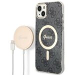 Guess Set GUBPP14SH4EACSK Case+ Charger iPhone 14 / 15 / 13 6,1" black hard case 4G Print M