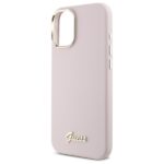 Guess GUHCP16MSMBSLP iPhone 16 Plus 6.7" pink hardcase Silicone Script Metal Logo & Frame - imagine 6