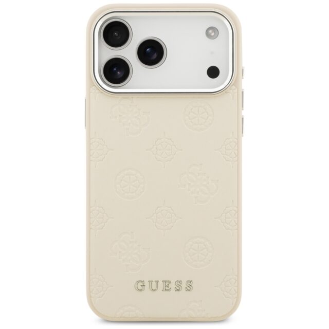 Guess Peony Hot Stamp Script MagSafe Case for iPhone 17 Pro Max Beige - imagine 3