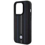 Case BMW BMHCP15L22RVSK iPhone 15 Pro 6.1" black hardcase Leather Stamp Blue Lines - imagine 6