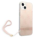 Guess GUOHCP14MH4STP iPhone 14 Plus / 15 Plus 6.7" pink hardcase 4G Print Strap - imagine 3