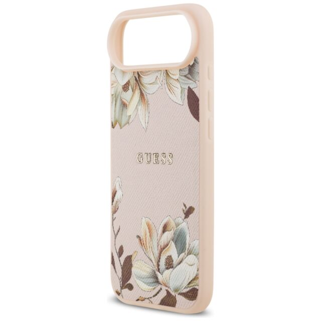 Guess Grained Flowers Classic Logo MagSafe Case for iPhone Air Pink - imagine 6