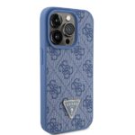 Guess GUHCP15LP4TDPB iPhone 15 Pro 6.1" blue hardcase Leather 4G Triangle Strass - imagine 4