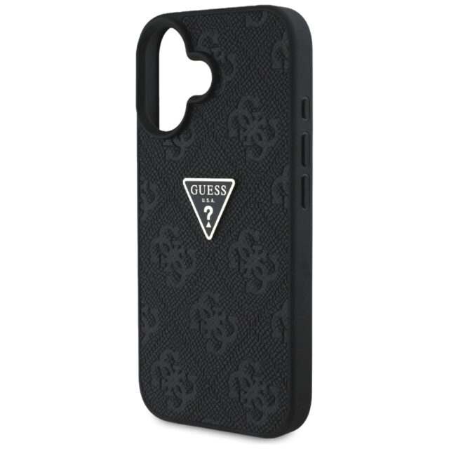 Case Guess Hot Stamp 4G Pattern Triangle Metal Logo for iPhone 16 black - imagine 6