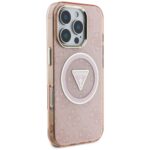 Case Guess IML Metal Glitter 4G Circle Triangle MagSafe for iPhone 16 Pro pink - imagine 4