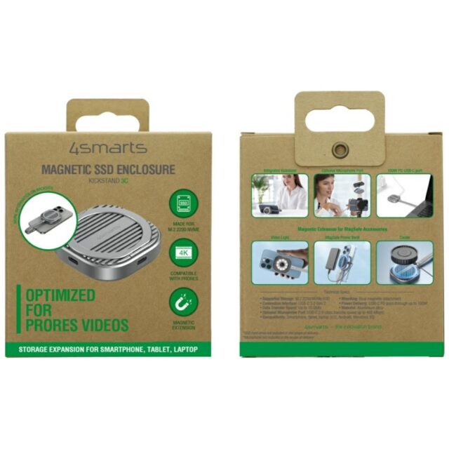 4smarts Magnetic SSD Case up to 4TB with 3C MagSafe Stand Gray 541311 - imagine 6