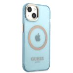 Guess GUHMP13MHTCMB iPhone 13 / 14 / 15 6.1" blue hard case Gold Outline Translucent MagSaf - imagine 4