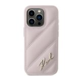 Karl Lagerfeld KLHCP15LPQDSMGP iPhone 15 Pro 6.1" pink hardcase Diagonal Quilted Script - imagine 3