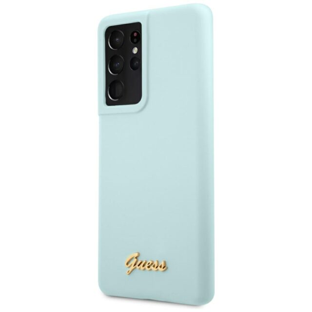 Guess GUHCS21LLSLMGLB S21 Ultra G998 blue hardcase Silicone Script Metal Logo - imagine 6