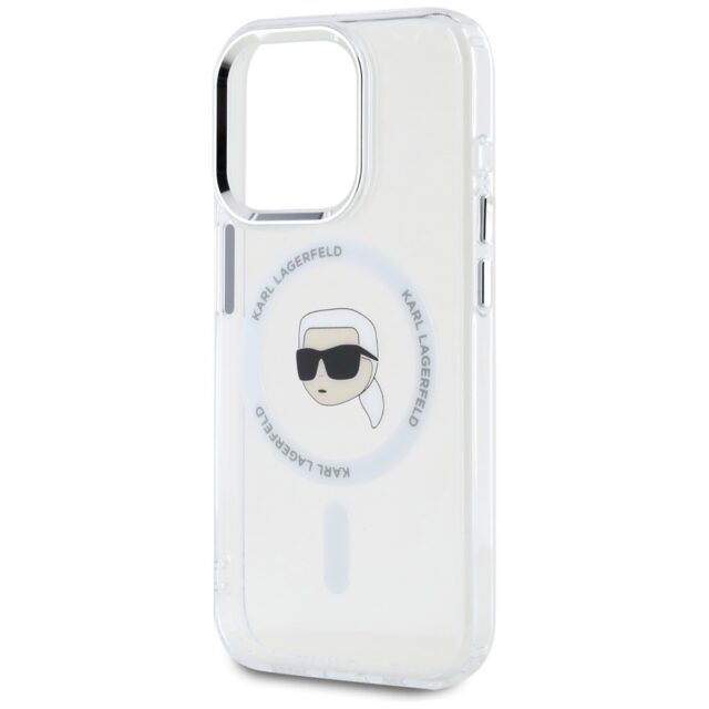 Case Karl Lagerfeld IML Metal Karl Head MagSafe for iPhone 15 Pro Max white - imagine 6
