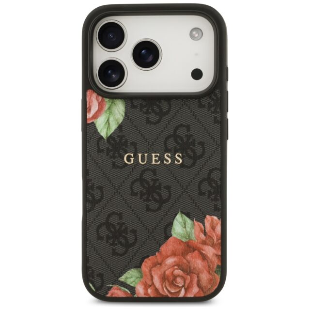 Case Guess 4G Flowers Print MagSafe for iPhone 17 Pro Max black - imagine 3