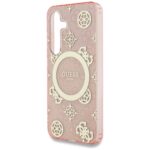 Case Guess 4G Background Gold Electroplated Peony Pattern MagSafe do Samsung Galaxy S25 pink - imagine 6
