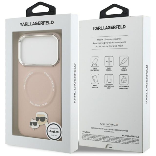 Karl Lagerfeld Karl & Choupette Pins MagSafe Case for iPhone 17 Pro Max Pink - imagine 8