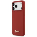 Case Guess Silicone Script Metal Logo MagSafe for iPhone 17 Pro Max magenta - imagine 2