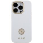 Guess GUHCP15XM4DGPH iPhone 15 Pro Max 6.7" white hardcase Silicone Logo Strass 4G - imagine 3