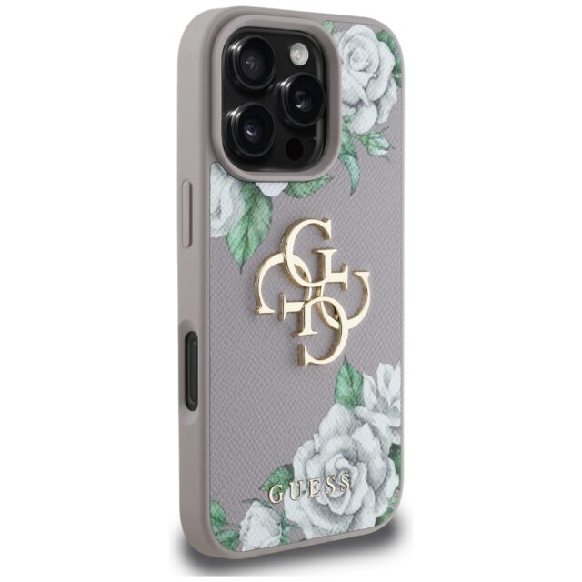 Case Guess Grained Roses Big 4G logo for iPhone 16 Pro Max purple - imagine 4