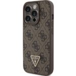 Guess GUHCP15XP4TDPW iPhone 15 Pro Max 6.7" brown hardcase Leather 4G Triangle Strass - imagine 2