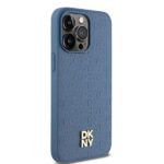 DKNY DKHMP15XPSHRPSB iPhone 15 Pro Max 6.7 inch blue hardcase Leather Monogram Pattern Metal Logo Ma - imagine 4