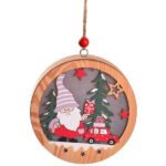 Lampka Świąteczna Drewniana Skrzat       i samochód - Okrągła
