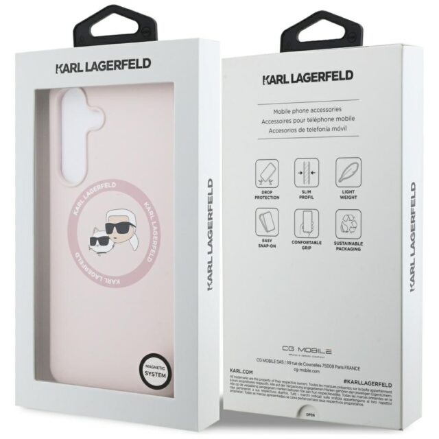 Case Karl Lagerfeld Silicone Karl&Choupette Heads MagSafe for Samsung Galaxy S25 FE pink - imagine 8
