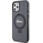 Guess GUHMP12MHRSGSK iPhone 12/12 Pro 6.1" black hardcase Ring Stand Script Glitter MagSafe - imagine 2